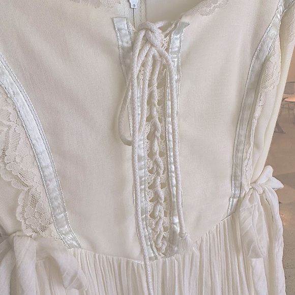Gunne Sax Corset Prairie Dress. Pristine.Off White Blue Ribbon Lace Full skirt - Picture 4 of 9